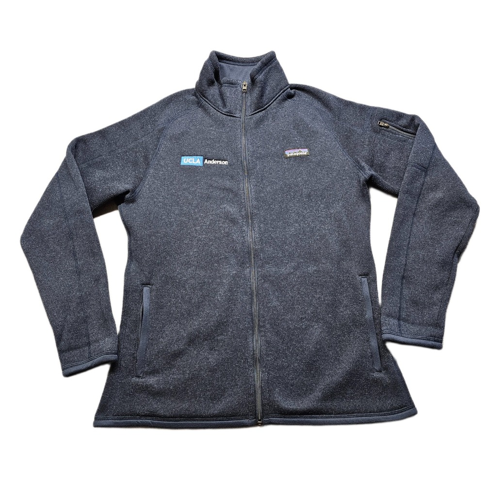 Patagonia Sweater Jacket Womens L Blue Fleece Lined UCLA Anderson Logo Full Zip